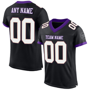 Custom Black White-Purple Mesh Authentic Football Jersey