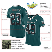 Custom Midnight Green Black-White Mesh Authentic Throwback Football Jersey