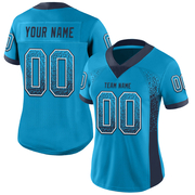 Custom Panther Blue Navy-White Mesh Drift Fashion Football Jersey