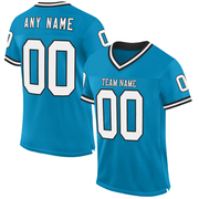 Custom Panther Blue White-Black Mesh Authentic Throwback Football Jersey