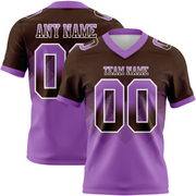 Custom Brown Medium Purple-White Mesh Authentic Gradient Square Shape Flag Football Jersey