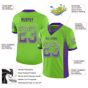 Custom Neon Green Purple-White Mesh Drift Fashion Football Jersey