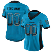 Custom Panther Blue Black-Gray Mesh Drift Fashion Football Jersey