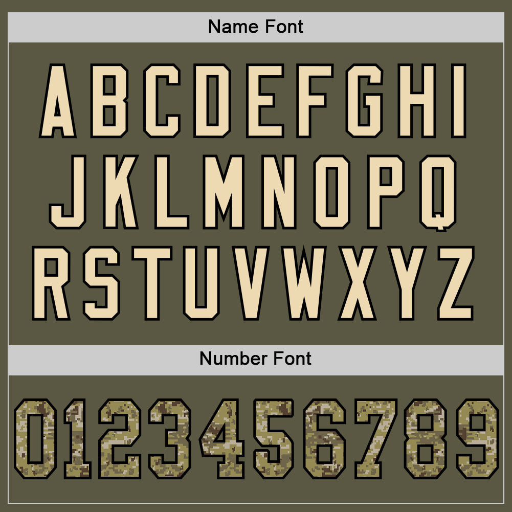 Custom Olive Camo Black-Cream Mesh Authentic Throwback Salute To Service Football Jersey