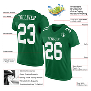 Custom Kelly Green White Mesh Authentic Football Jersey