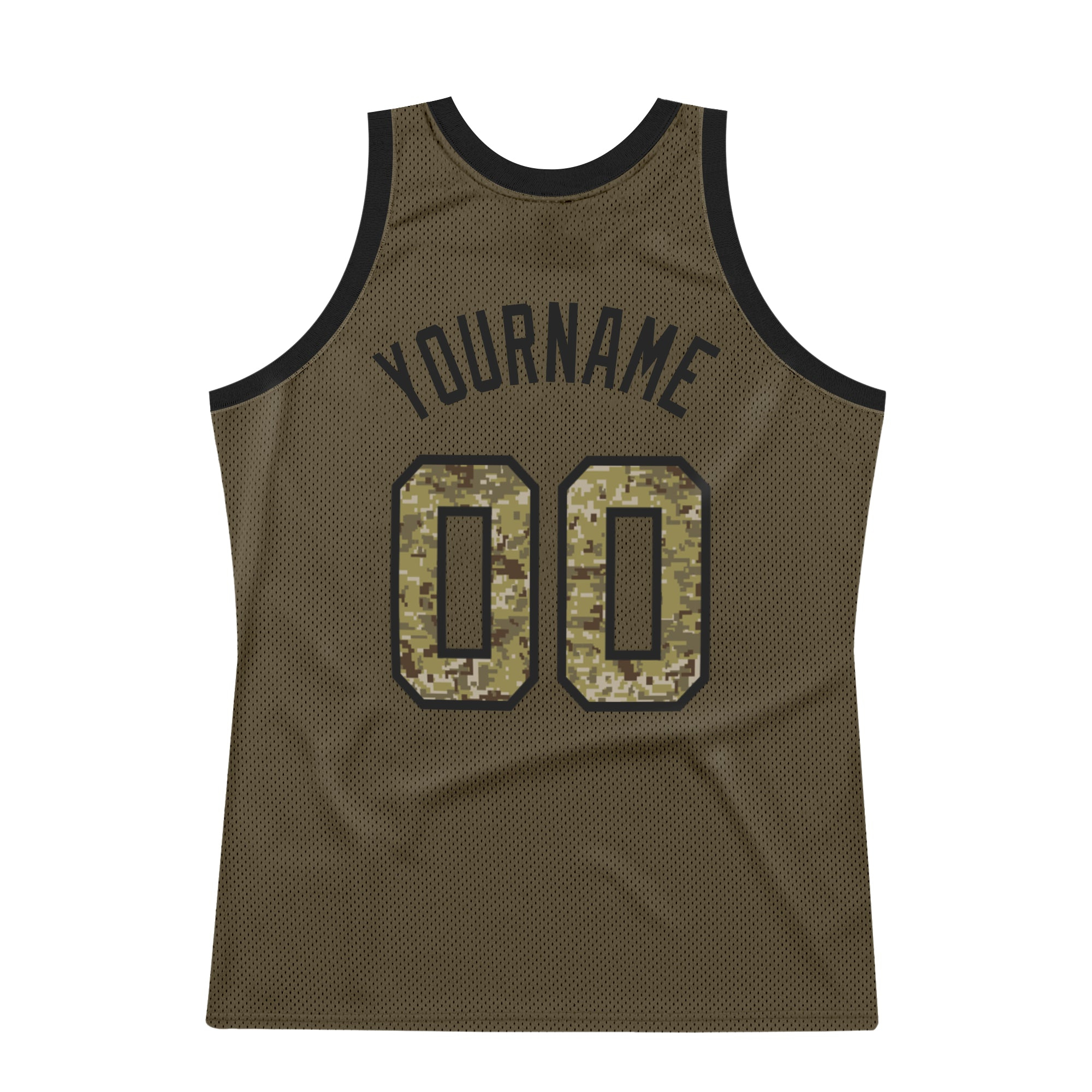 Custom Olive Camo-Black Authentic Throwback Salute To Service Basketball Jersey