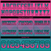 Custom Pink Teal-Black Mesh Authentic Gradient Square Shape Flag Football Jersey