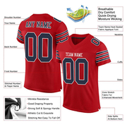 Custom Red Navy-White Mesh Authentic Football Jersey