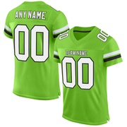 Custom Neon Green White-Black Mesh Authentic Football Jersey