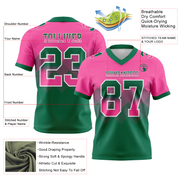 Custom Pink Kelly Green-White Mesh Authentic Gradient Square Shape Flag Football Jersey