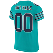 Custom Aqua Navy-White Mesh Authentic Football Jersey