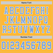 Custom Gold Light Blue-White Mesh Authentic Football Jersey