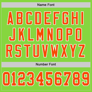 Custom Neon Green Orange-White Mesh Authentic Throwback Football Jersey