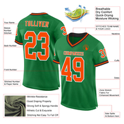 Custom Grass Green Orange-Black Mesh Authentic Throwback Football Jersey