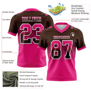 Custom Brown Hot Pink-White Mesh Authentic Gradient Square Shape Flag Football Jersey