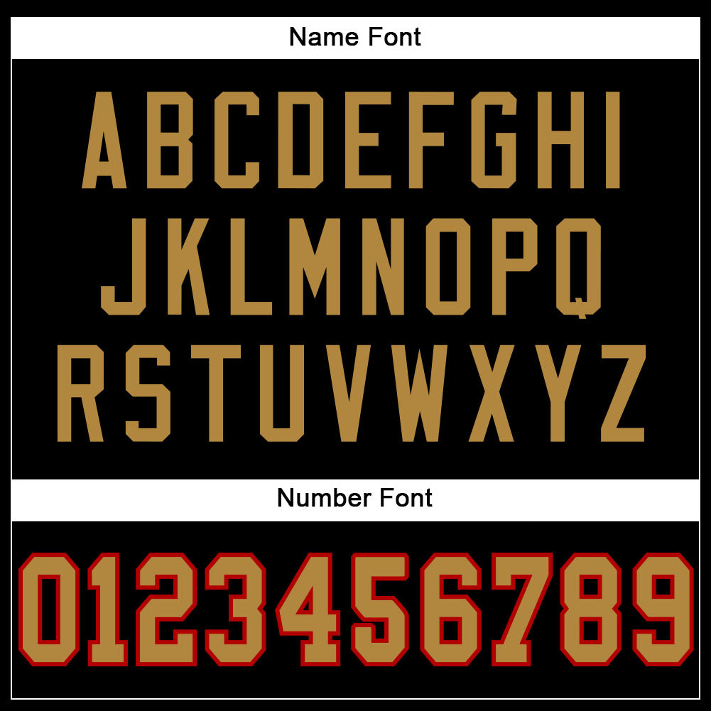 Custom Black Old Gold-Red Mesh Authentic Football Jersey