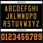 Custom Black Old Gold-Red Mesh Authentic Football Jersey