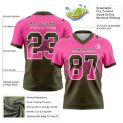 Custom Pink Olive-White Mesh Authentic Gradient Square Shape Flag Football Jersey