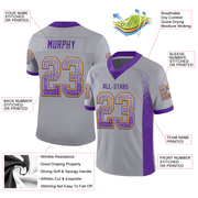 Custom Gray Purple-Gold Mesh Drift Fashion Football Jersey