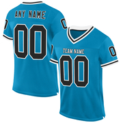 Custom Panther Blue Black-White Mesh Authentic Throwback Football Jersey