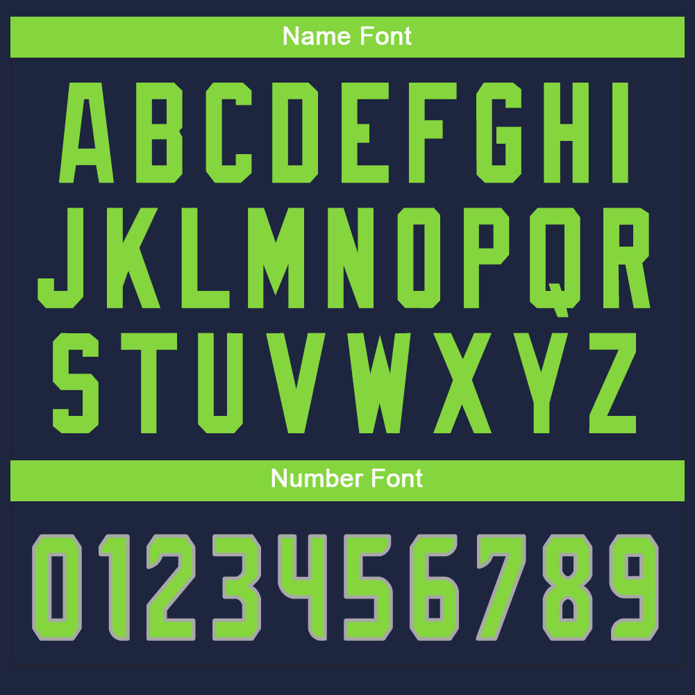 Custom Navy Neon Green-White Mesh Split Fashion Football Jersey