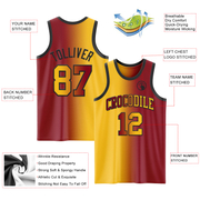 Custom Maroon Gold-Black Authentic Gradient Fashion Basketball Jersey