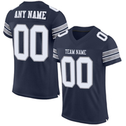 Custom Navy White-Light Gray Mesh Authentic Football Jersey