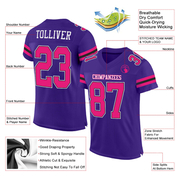 Custom Purple Hot Pink-Black Mesh Authentic Football Jersey