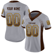Custom Gray Brown-Gold Mesh Drift Fashion Football Jersey