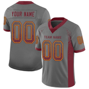 Custom Gray Burgundy-Gold Mesh Drift Fashion Football Jersey