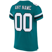 Custom Teal White-Black Mesh Authentic Football Jersey