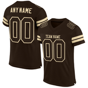 Custom Brown Brown-Cream Mesh Authentic Football Jersey