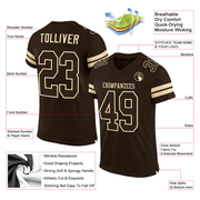 Custom Brown Brown-Cream Mesh Authentic Football Jersey