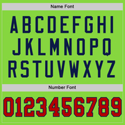 Custom Neon Green Red-Navy Mesh Authentic Throwback Football Jersey