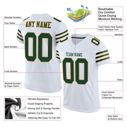 Custom White Green-Gold Mesh Authentic Football Jersey