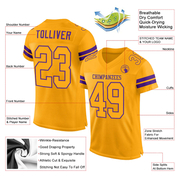 Custom Gold Gold-Purple Mesh Authentic Football Jersey