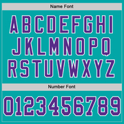 Custom Aqua Purple-White Mesh Authentic Throwback Football Jersey