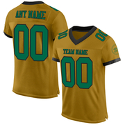 Custom Old Gold Kelly Green-Black Mesh Authentic Football Jersey