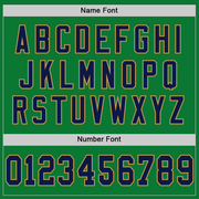 Custom Grass Green Navy-Old Gold Mesh Authentic Throwback Football Jersey