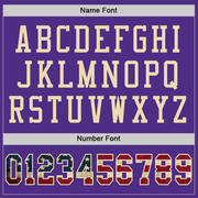 Custom Purple Vintage USA Flag-City Cream Mesh Authentic Football Jersey