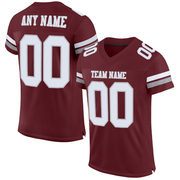 Custom Burgundy White-Gray Mesh Authentic Football Jersey