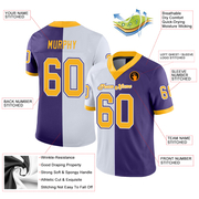 Custom Purple Gold-White Mesh Split Fashion Football Jersey