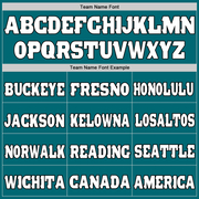 Custom Teal White-Old Gold Mesh Authentic Football Jersey