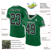Custom Kelly Green Black-White Mesh Authentic Throwback Football Jersey