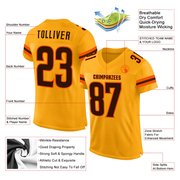 Custom Gold Brown-Orange Mesh Authentic Football Jersey