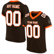 Custom Brown White-Orange Mesh Authentic Football Jersey