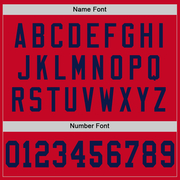 Custom Red Navy Mesh Authentic Throwback Football Jersey