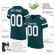 Custom Midnight Green White-Black Mesh Authentic Football Jersey
