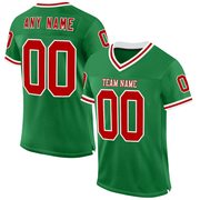 Custom Grass Green Red-White Mesh Authentic Throwback Football Jersey
