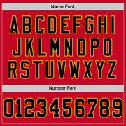 Custom Red Black-Gold Mesh Authentic Throwback Football Jersey